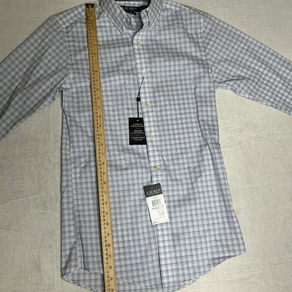 NWT Lauren Ralph Lauren Men's Slim Fit Stretch Non Iron Plaid Dress Shirt Small - Picture 5 of 7